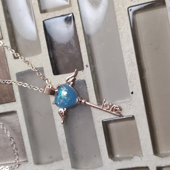 Rose Goldtone Fire Opal Key necklace - Picture 3 of 5